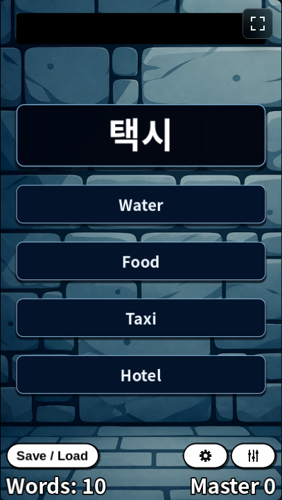 Master 1000 with a Korean word and four English answer choices
